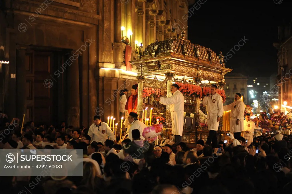 Italy, Sicily, Catania, crowd during Sant'Agata Feast (the Patron Saint of the city)