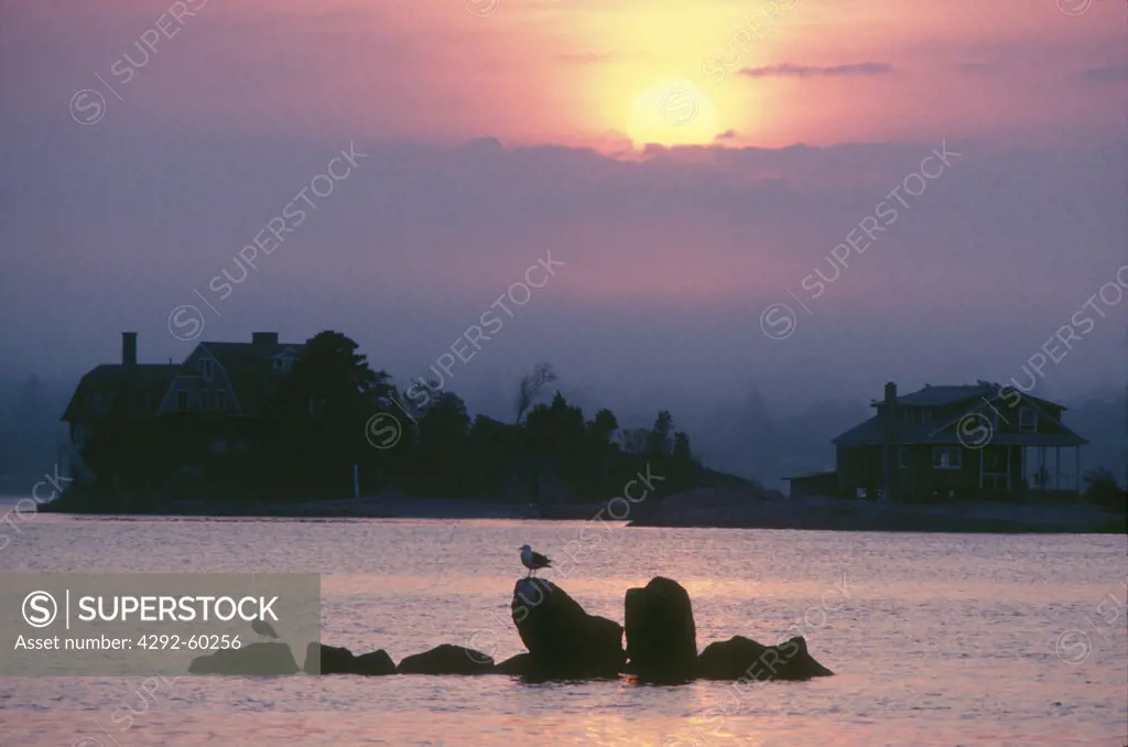 Thimble Island sunrise, Stonington, CT, USA