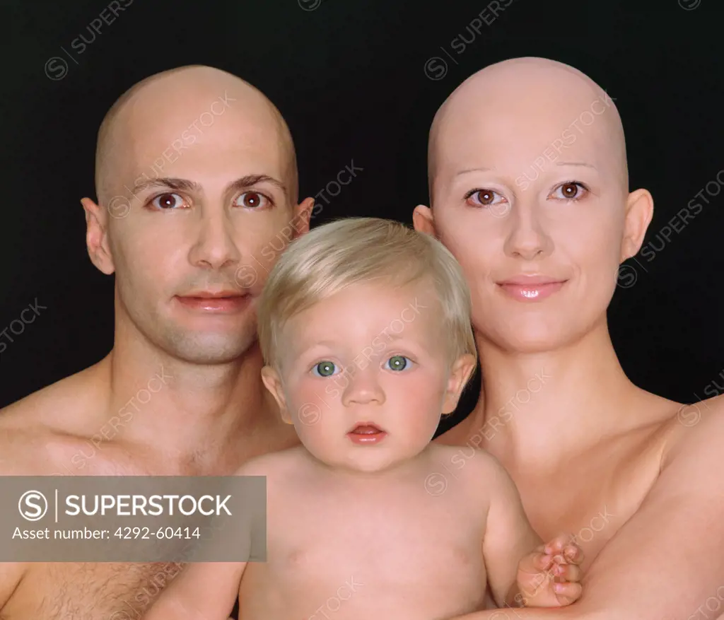 Bald happy family