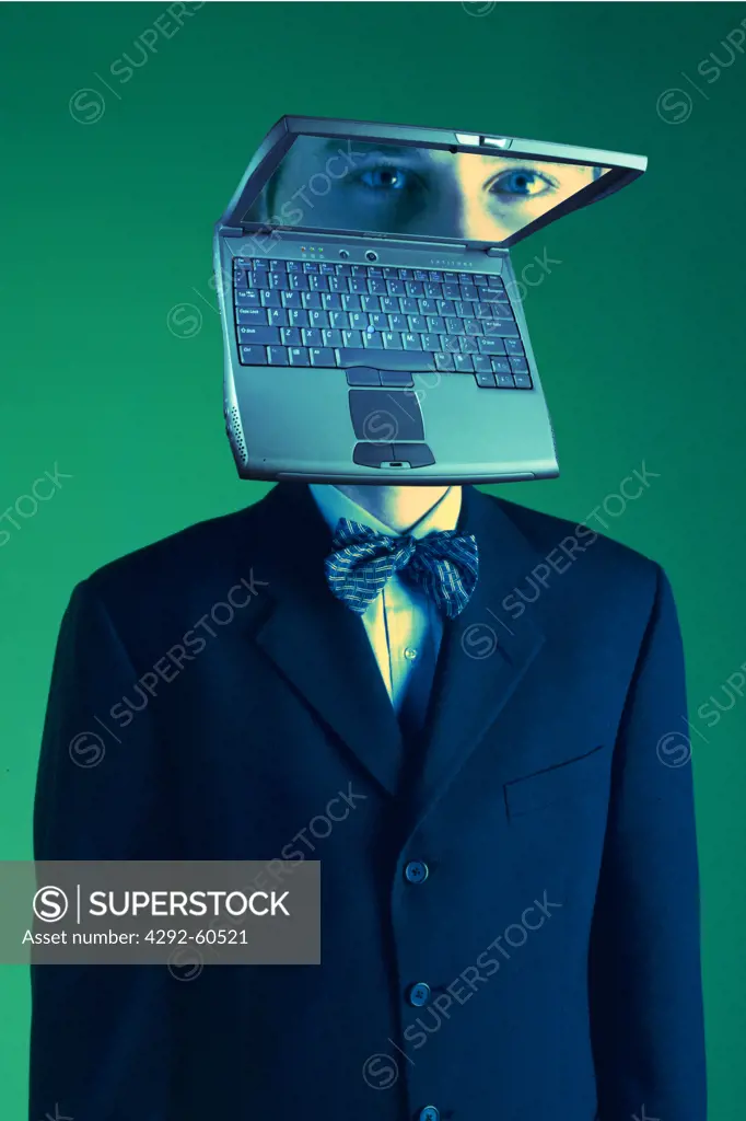 Man with computer as head (digital composite)
