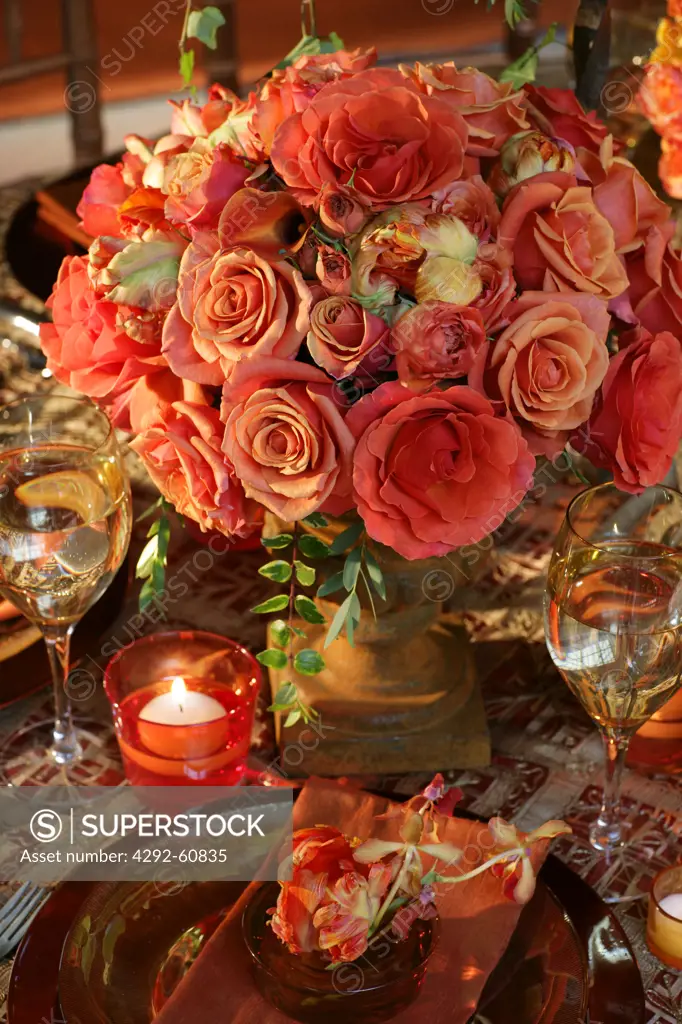 Table set adorned with flowers