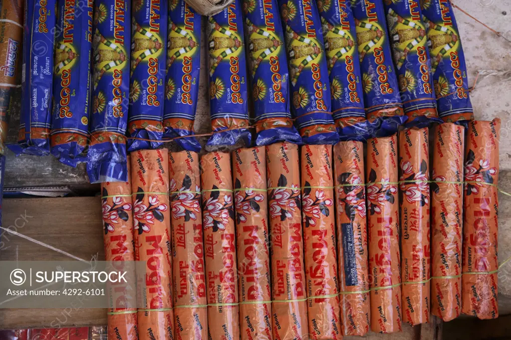 Packaged Incense Sticks at Market in Mysore, India