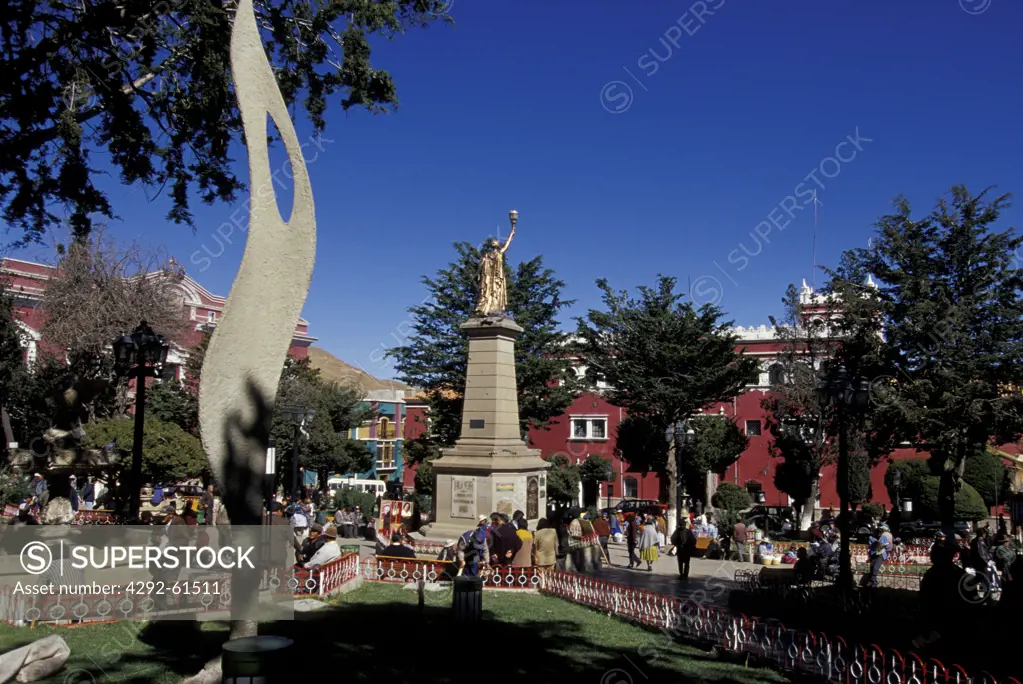 Bolivia, the main square in the town of Potosi, x November square