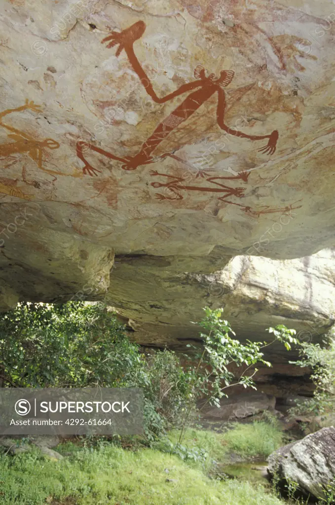 Australia, Northern Territory, Billabong, Arnhemland, aboriginal rock painting