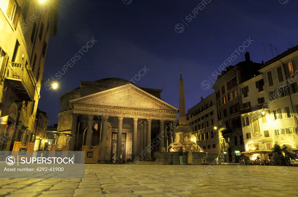 Italy, Rome. The Pantheon at night