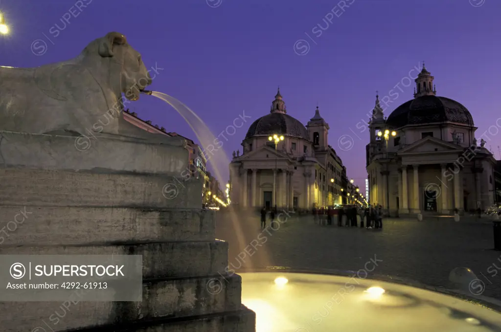 Italy, Lazio, Rome, Piazza del Popolo, Fountain