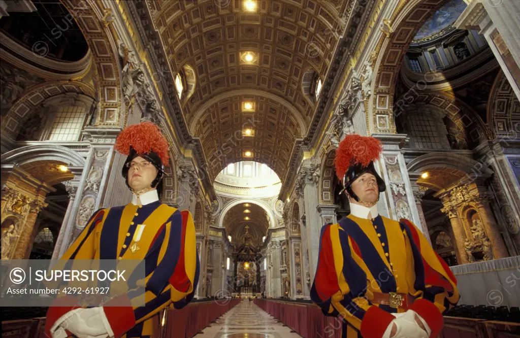 Italy, Lazio, Rome St Peter's Basilica, interior Swiss Guard