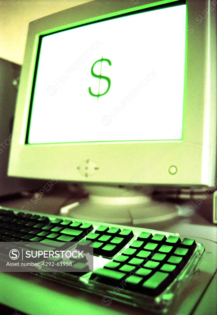Dollar symbol on computer screen