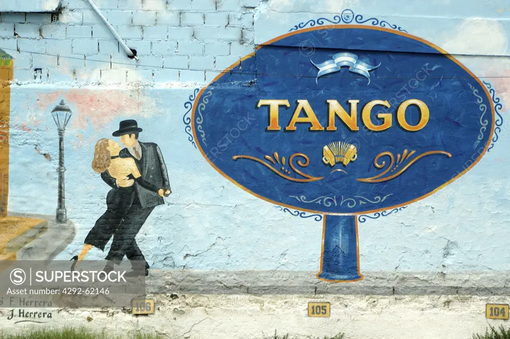 Argentina, Buenos Aires, tango painting wall