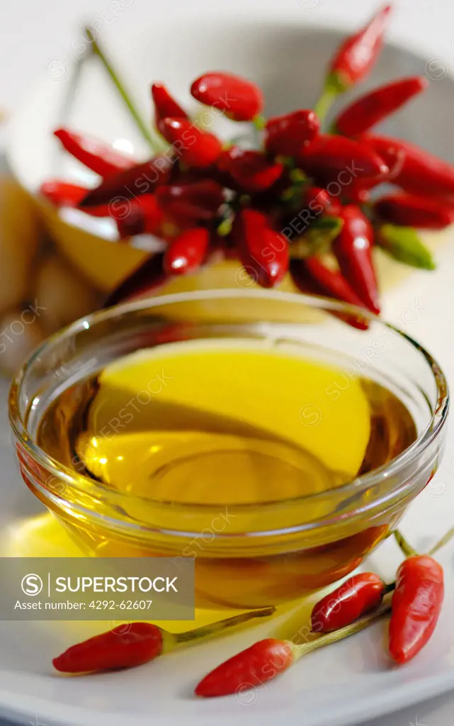 Olive oil and hot peppers