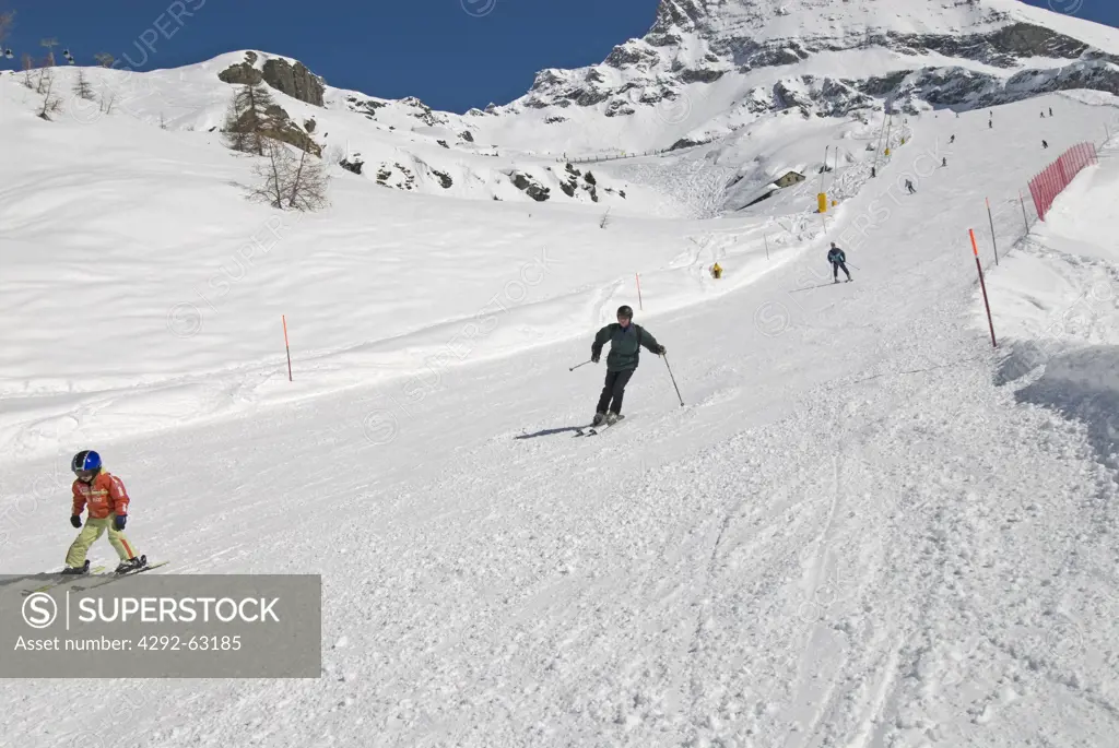 Italy, Aosta Valley, Champoluc, ski slope