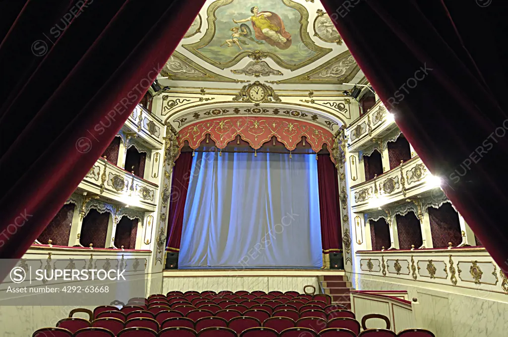 Italy, Emilia Romagna, Busseto, the interior of the Verdi theater
