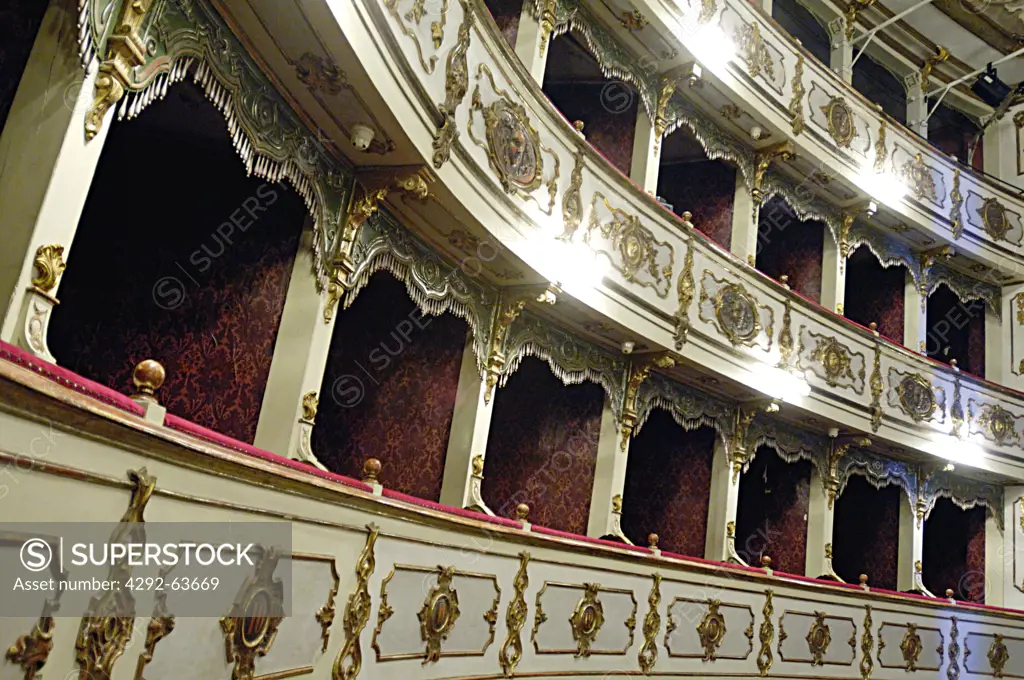 Italy, Emilia Romagna, Busseto, the interior of the Verdi theater