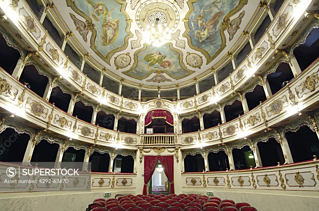 Italy, Emilia Romagna, Busseto, the interior of the Verdi theater