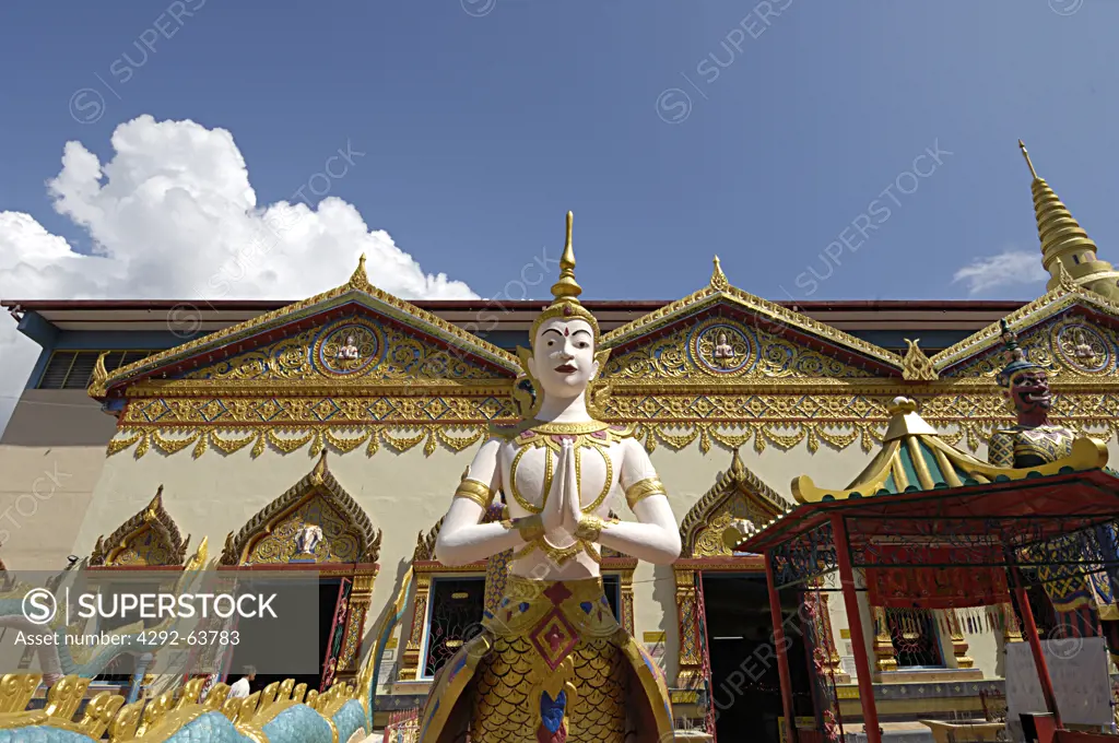 Asia, Malaysia, Penang island, statue at Chayamangkalaman wat temple