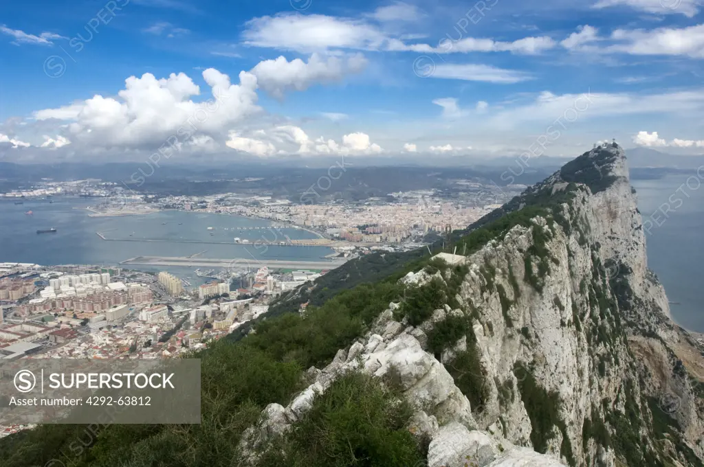 Uk, Gibraltar aerial view of the harbour