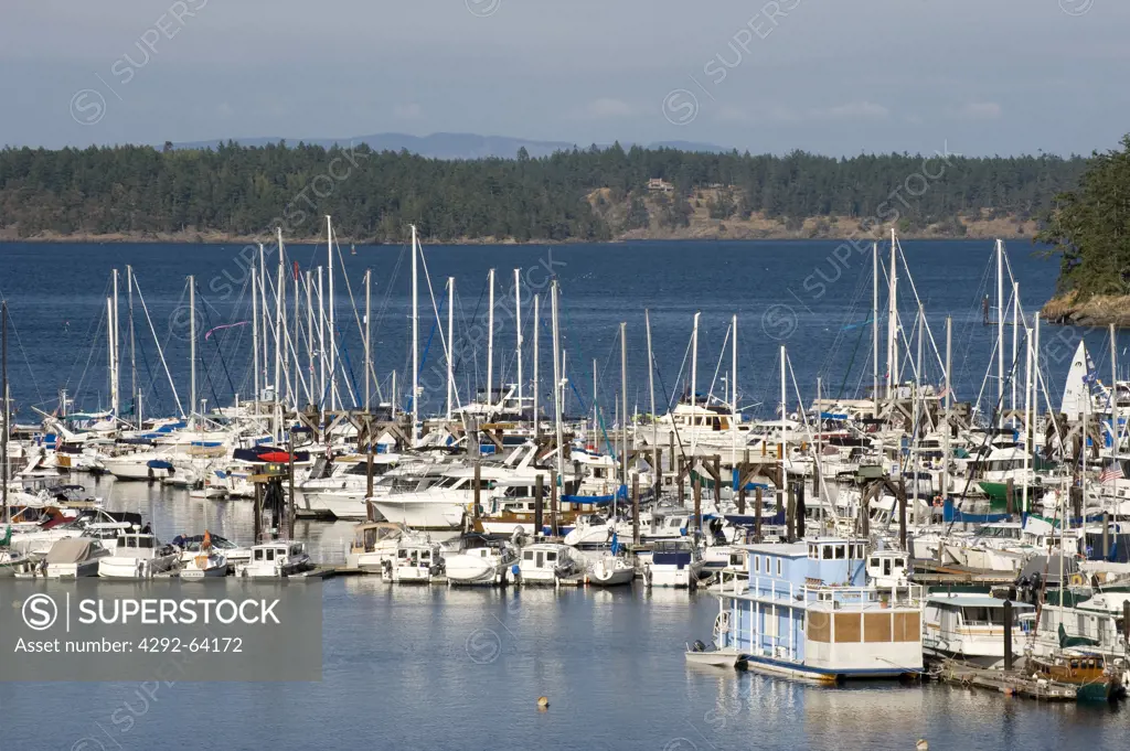 USA, Washington State, San Juan Island : boats at Friday Harbor