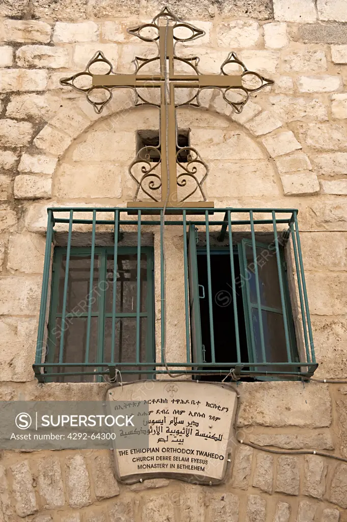 Israel, Bethleem, window of the Etipian Orthodox church