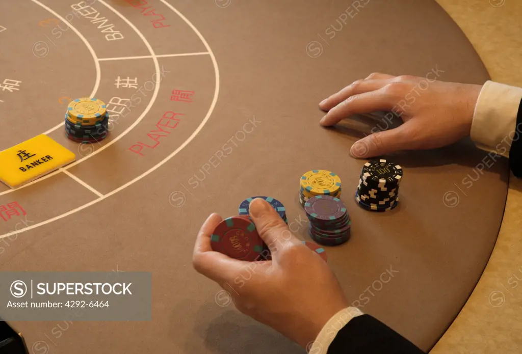 Baccarat table at casino