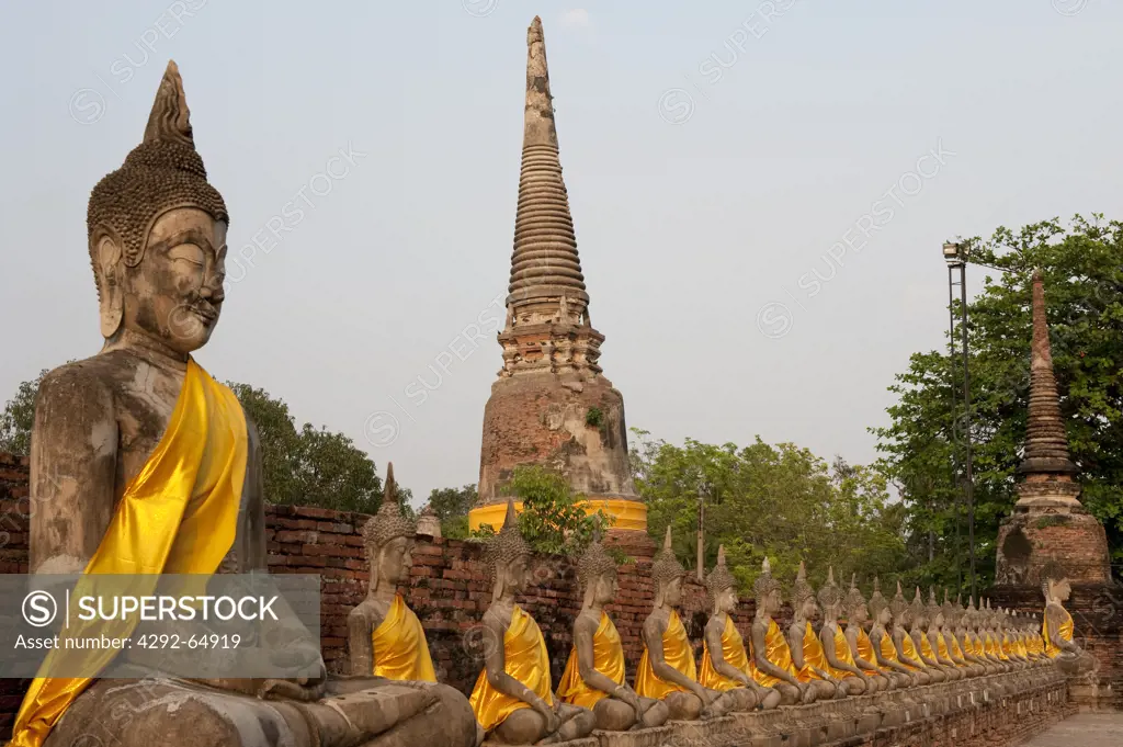 Thailand, Ayutthaya, Ayutthaya Historical Park, Buddha Statue at Wat Yai Chai Mongkhon