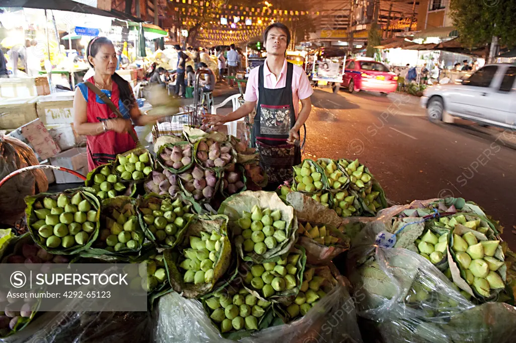 Asia, Thailand, Bangkok, night flower market