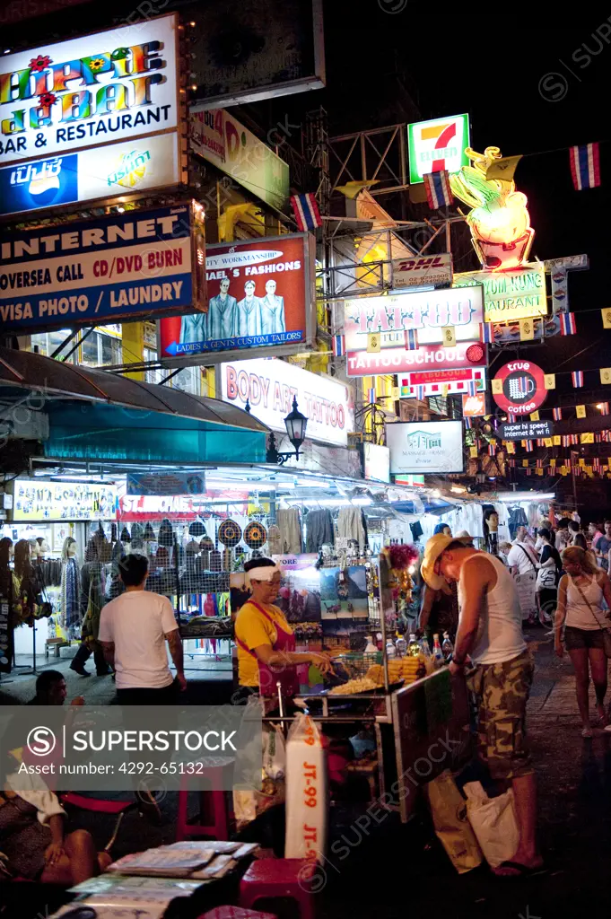 Asia, Thailand, Bangkok, Khao San Road by night