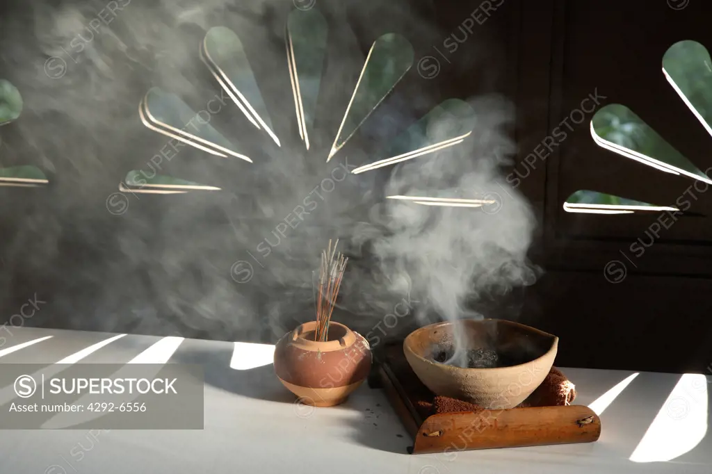 Ancient Chinese Body Smoking Treatmentat the Spa Village.Pangkor Laut Resort,Pangkor Laut, Malaysia