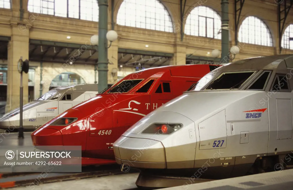France, Paris,Gare du Nord: TGV and Thalys high speed trains