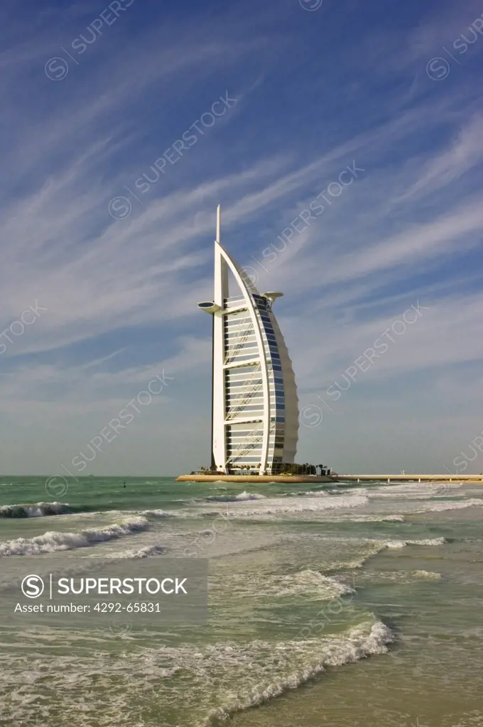 Dubai, United Arab Emirates. Burj al Arab Hotel at Jumeira Beach