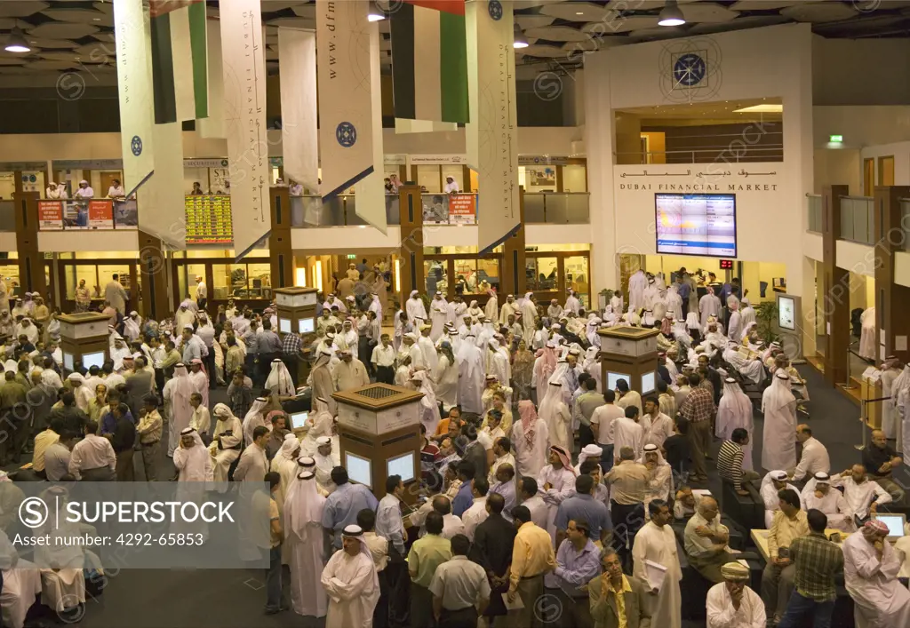 Investors at the Dubai Financial Market, the local Stock Exchange. Dubai,United Arab Emirates