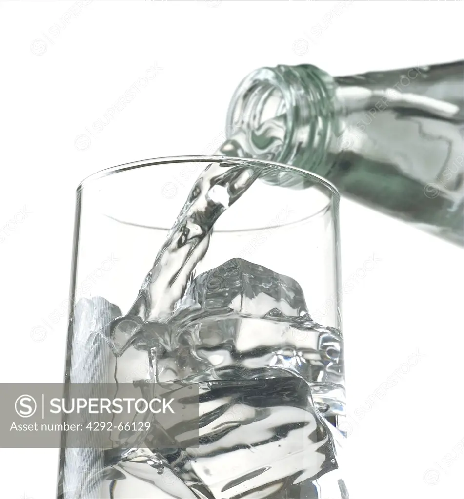 Bottle pouring water into a glass