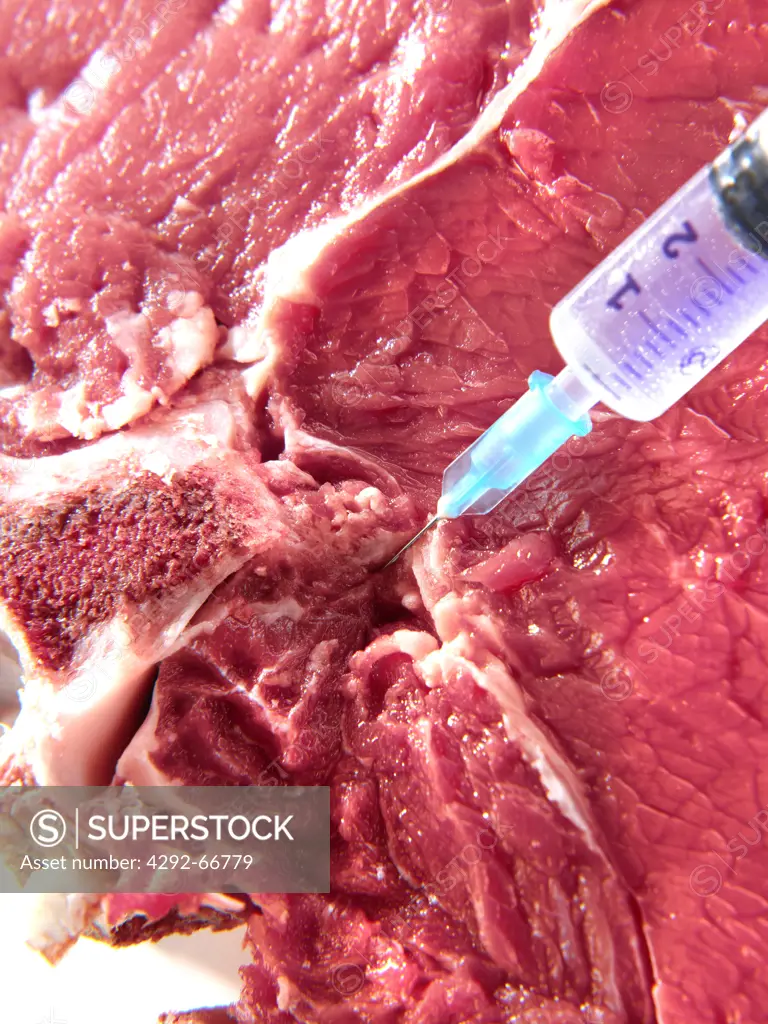 Meat with syringe