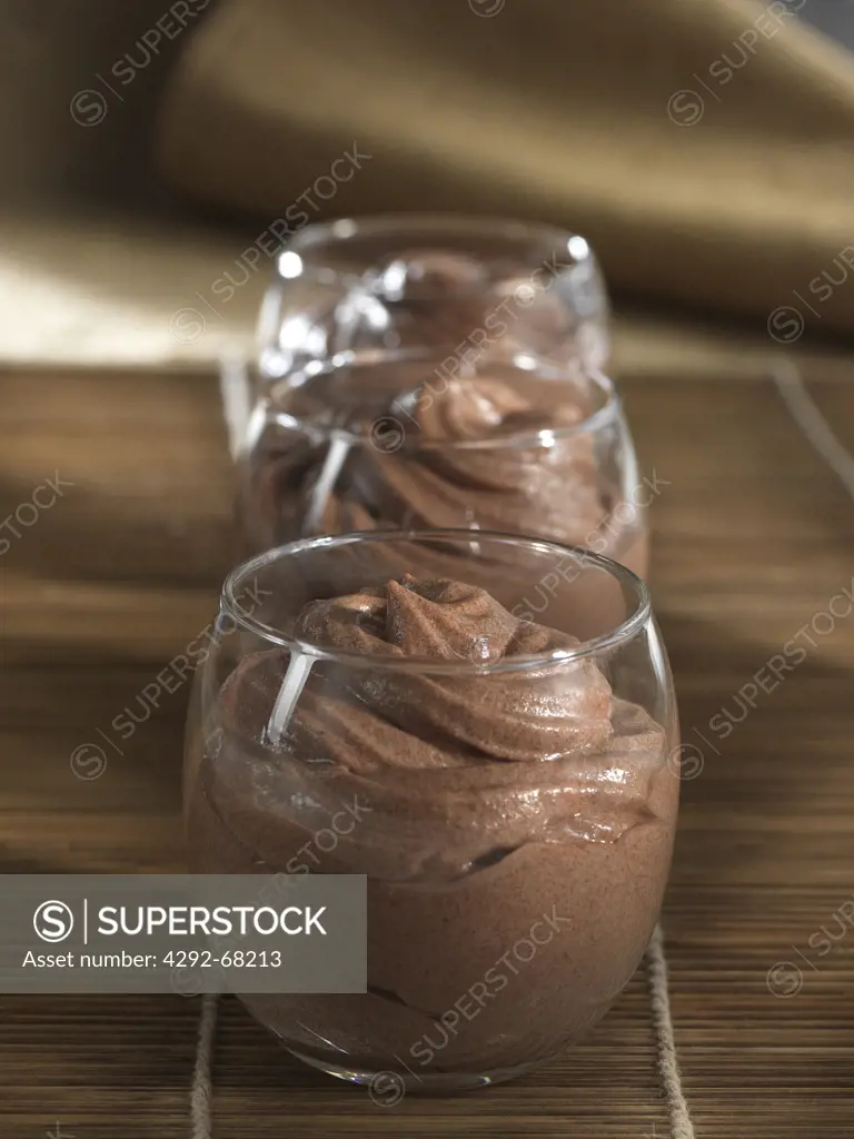 Glasses of chocolate mousse