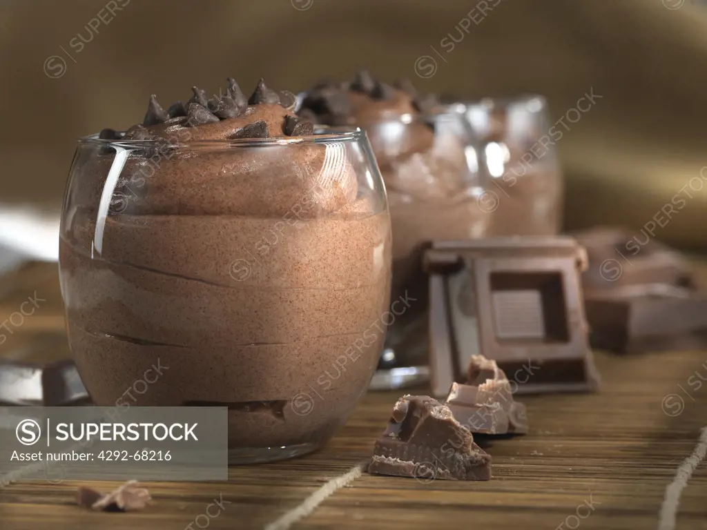 Glasses of chocolate mousse