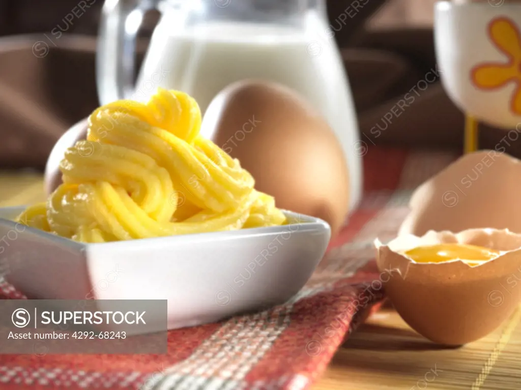 Cream with eggs and milk