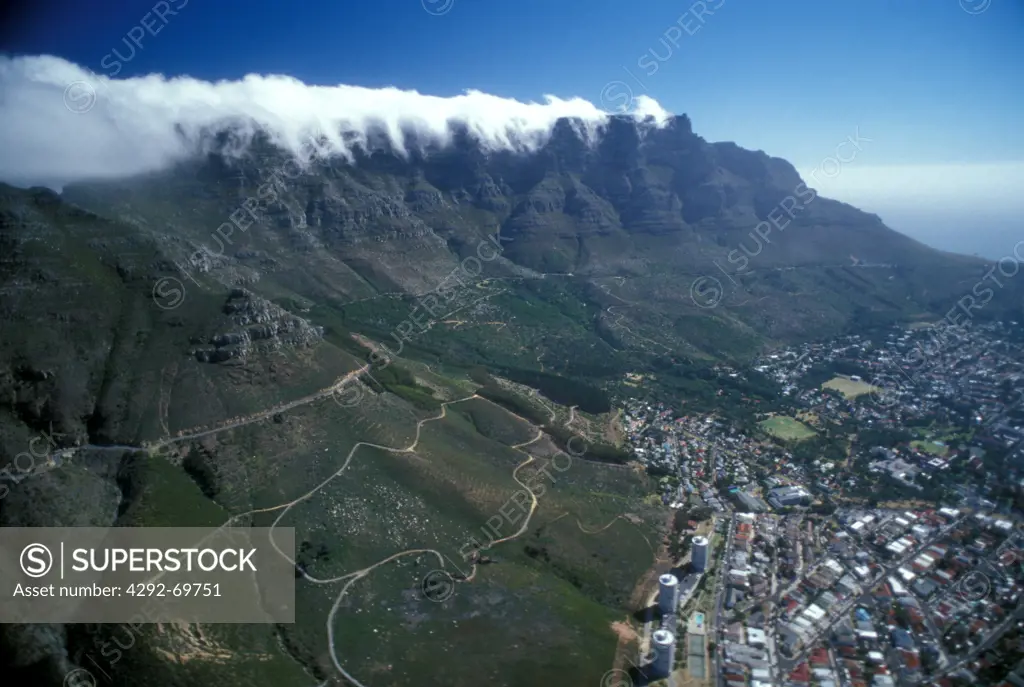 South Africa, Capetown, aerial view of Table mountain
