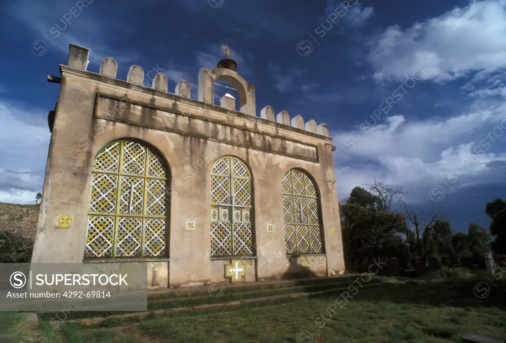 Ethiopia, Axum, facade of St. Maria Zion church