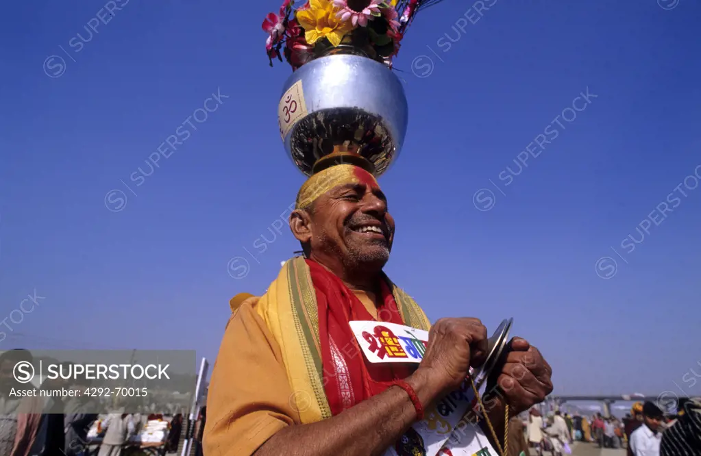 India,Uttar Pradesh, Allahabad (Prayag).Sadhu holy man at Kumbh Mela holy Festival