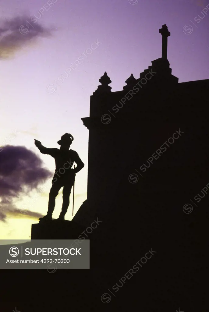 Caribbean, San Juan, Puerto Rico,Plaza de San Josè, statue of Ponce de Leon