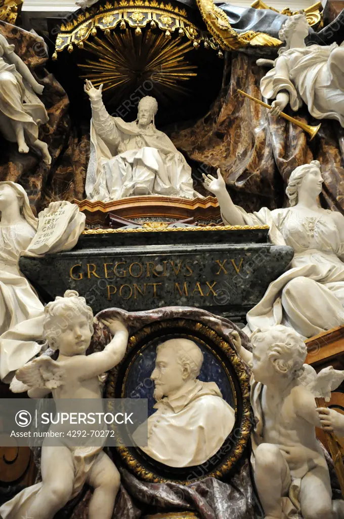 Italy, Lazio, Rome, Sant Ignazio di Loyola Church, Camillo Rusconi's Virtues statues.