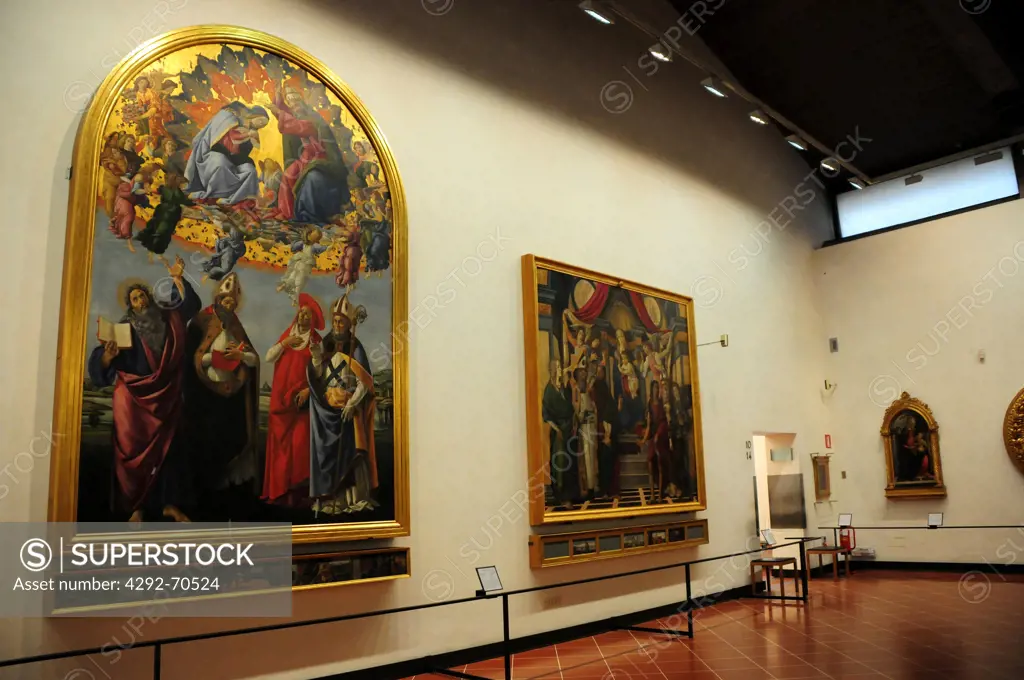 Italy, Florence, Galleria degli Uffizi, Botticelli's Hall, Virgin's Coronation, Sandro Botticelli Painter.