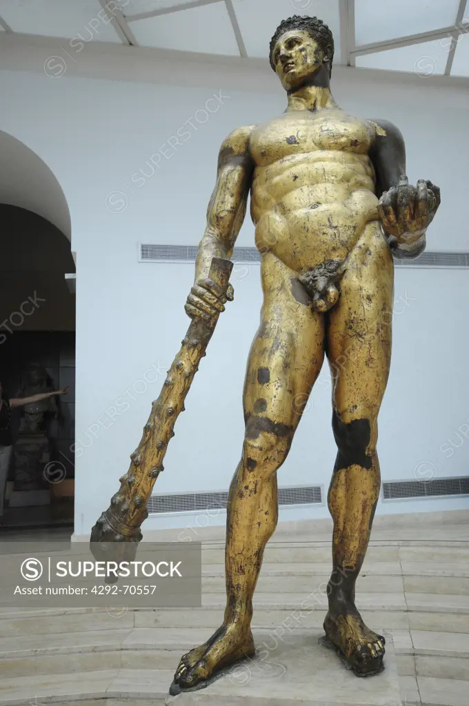Italy, Lazio, Rome, Capitoline Museum, Palazzo dei Conservatori, golg-plated bronze  statue of Hercules 2nd century B.C.