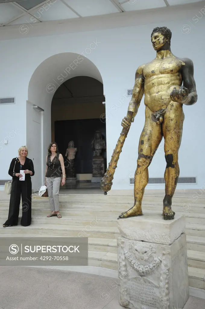 Italy, Lazio, Rome, Capitoline Museum, Palazzo dei Conservatori, golg-plated bronze statue of Hercules 2nd century B.C.