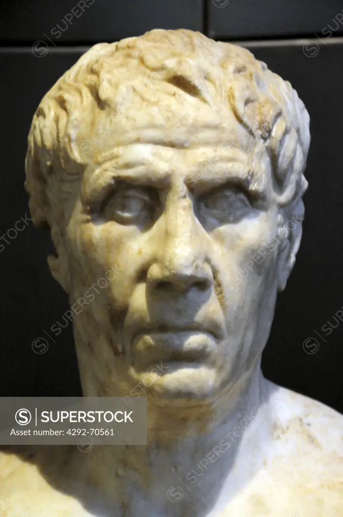 Italy, Lazio, Rome, Capitoline Museum, Palazzo dei Conservatori, Horti Maecenatiani, Pentelic marble male herma, Virgilius or Teocrito