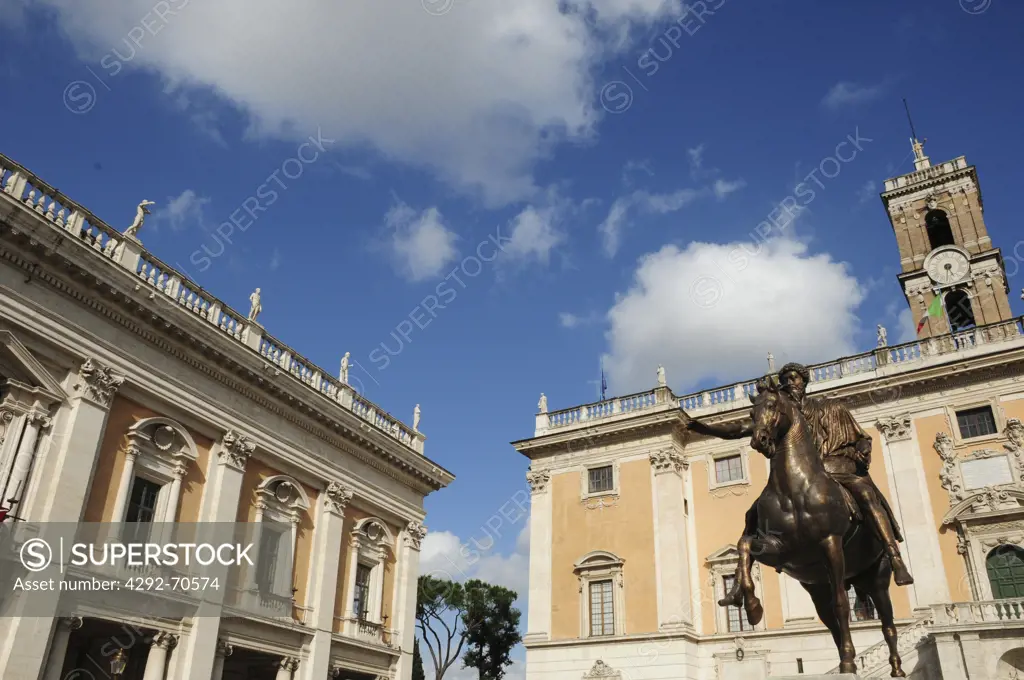 Italy, Lazio, Rome, Capitolium Square, Marcus Aurelio equestrian bronze statue, replica