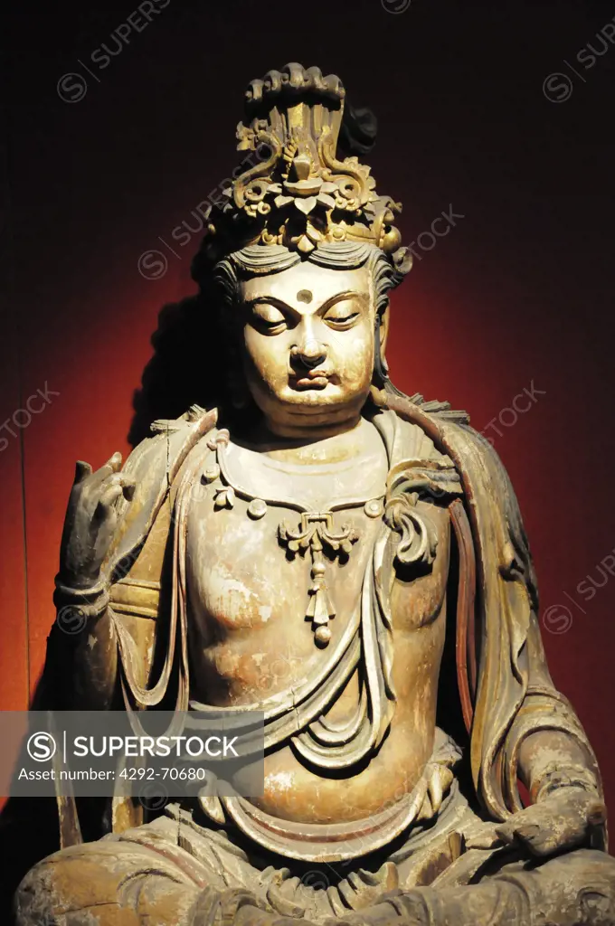 Asia, China, Shanghai, Shanghai Museum,  Bodhisattva, gold painted wood, Jin dinasty, A.D. 1115.1234