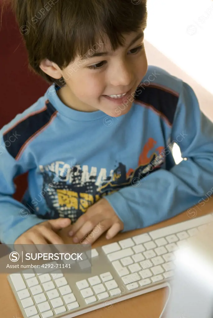Boy using computer