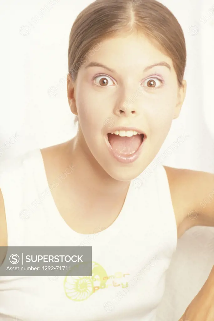 Teenage girl with surprised face