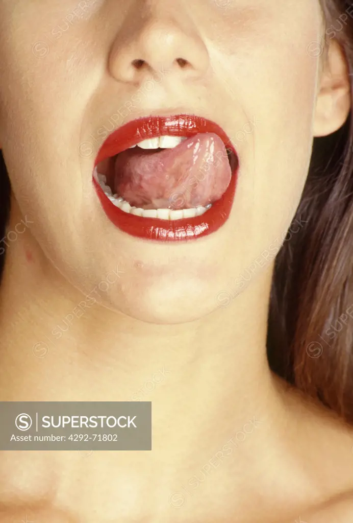 Woman licking her lips