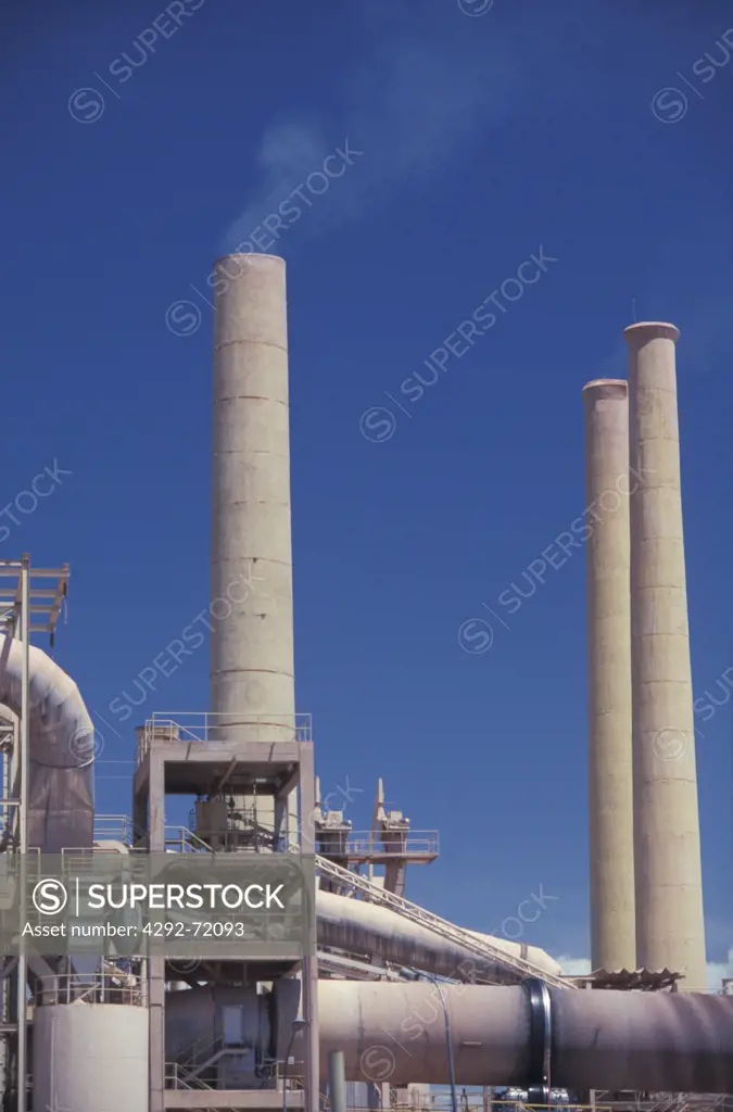 Industry stacks at cement plant